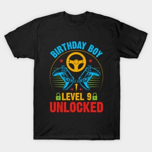 Birthday Boy Level 9 Unlocked Gamer Birthday T-Shirt